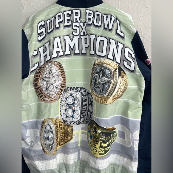 Dallas Cowboys Men's 5x Championship Jacket Super Bowl Chalkline Style - Large - Picture 6 of 8